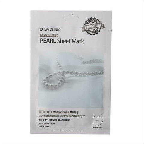 3W CLINIC Маска тканевая с экстрактом жемчуга Essential UP Pearl Sheet Mask