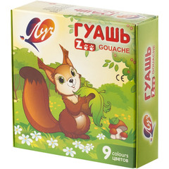 Гуашь Луч Zoo 9 цветов по 15 мл