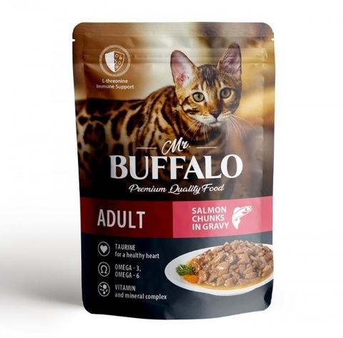 Mr. Buffalo ADULT пауч для кошек с чувствительной кожей Лосось в соусе 85г
