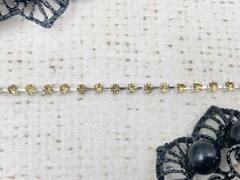 Цепь со стразами, ss 12, ш. 3 мм, золото в серебре