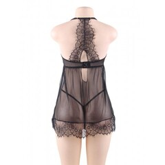 Обворожительный бэби-долл + стринги (черный; размер M-L)