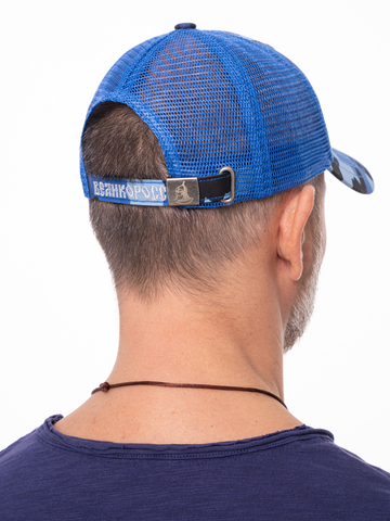 Бейсболка с сеткой «ZOV» синий камуфляж с 3D вышивкой лого