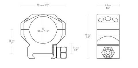 Крепления Hawke Tactical 30мм на планку Weaver Med (средние)