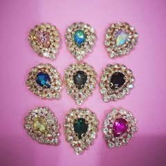 Стразы на цапах пришивные. Кабошон капля. Малахит с переливом