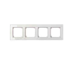 Рамка Четырехместная Стекло Белое Глянцевое (Универсальный Монтаж) LIREGUS EPSILON