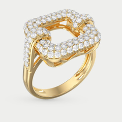 Кольцо желтое золото с фианитами