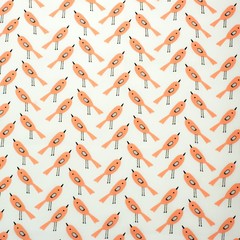 Ткань хлопковая птички оранжевые на белом