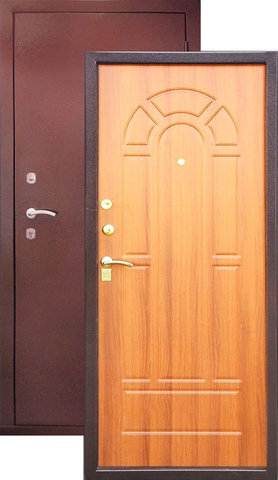 Дверь входная Н-2 стальная, миланский орех, 2 замка, фабрика Арсенал
