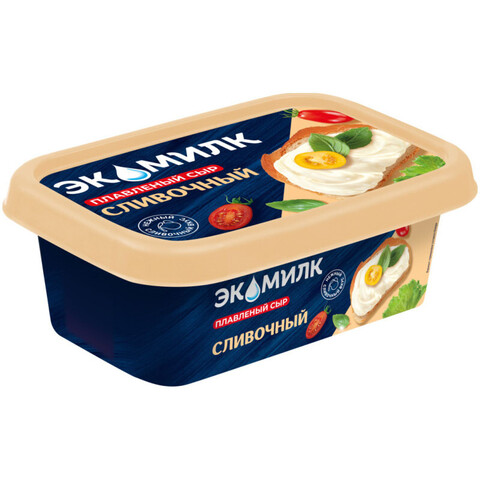 Сыр плавленый сливочный Экомилк 55% 180гр