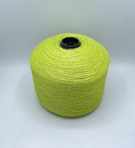 Бобинная пряжа (пр.Италия),Linette Pailletes, 450/100гр, 80% Лен, 20% Полиэстер(пайетка), цвет-Зеленое яблоко+пайетка. арт.36746