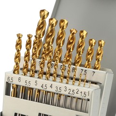 Набор сверл по металлу 1-10мм 19шт DIN338 HSSE-Co8 TiN 135° (мет. кейс) H-Tools 08351100