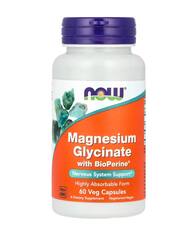 NOW Foods Глицинат магния с BioPerine®, 60 растительных капсул