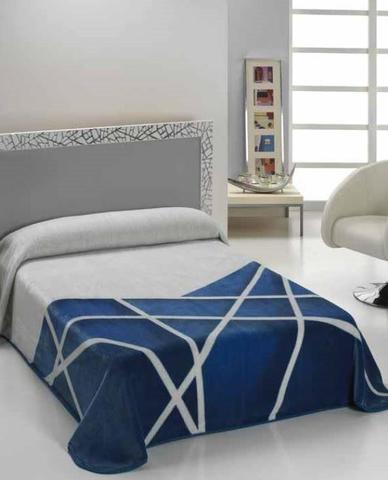 Плед 220x240 Mora Harmony B42 05 azul-blue натуральный-голубой