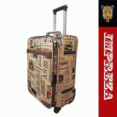 Чемодан ткань Impreza Газета 2 колеса 61х39х28(+3)см/72л/3.7 кг (М)