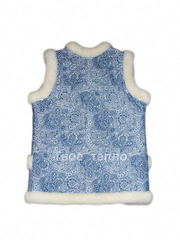 Женский жилет на овчине, гобелен Гжель