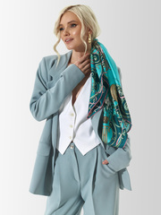 Платок «Яйцо Фаберже Ландыши» 100% шёлк изумрудный