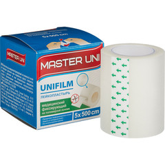 Пластырь фиксирующий Master Uni 5x500 см полимерная основа