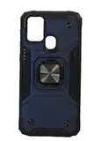 Противоударный чехол для Samsung Galaxy M31 M315 синий с пластиной для магнитного автодержателя и кольцом подставкой / чехол накладка для телефона Самсунг Галакси М31 трансформируется в подставку / чехол с держателем на палец