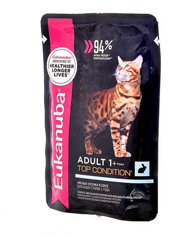 Eukanuba Cat пауч для взрослых кошек (с кроликом в соусе) 85 г