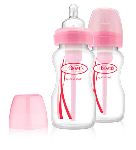 Набор из двух бутылочек противоколик. с широким горлышком, розовых (2шт. - 270 мл.) (стандарт)