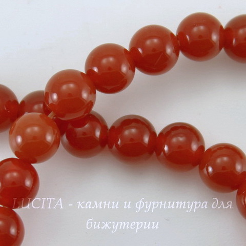 Бусина Агат (категория A), шарик, цвет - коричневый, 6 мм, нить