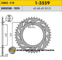 Звезда задняя (ведомая) REAR SPROCKET Sunstar 1-3559-51 для мотоцикла HONDA