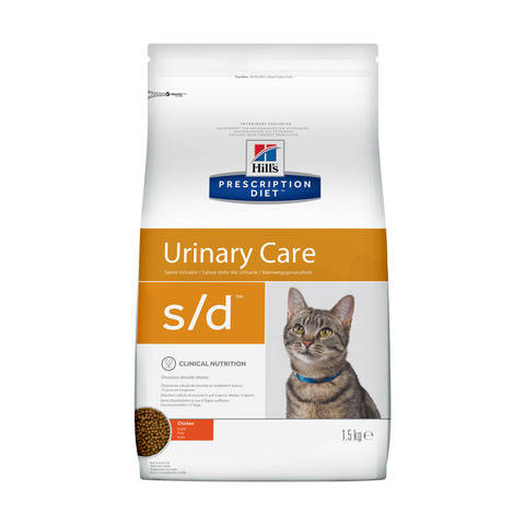 Hill's PD s/d Urinary Care кошки лечение МКБ курица сухой (1,5 кг)