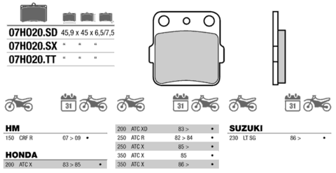 07HO20SD колодки тормозные МОТО(FDB381)