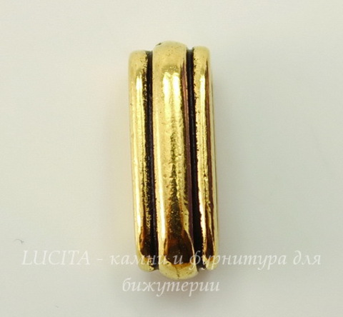 Бусина для шнура 12х2 мм TierraCast "Deco slide" 17х7х6 мм (цвет-античное золото)