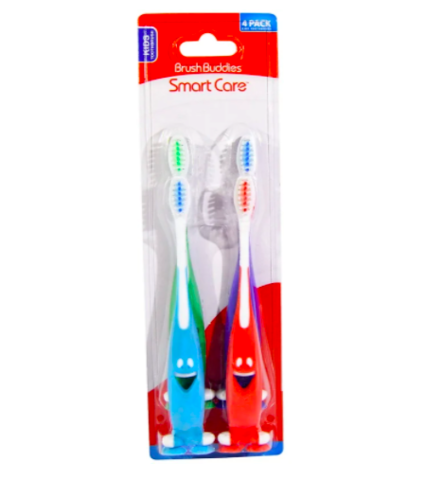 Brush Buddies, Smart Care, детская зубная щетка, упаковка с 4 щетками