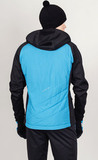 Премиальный костюм для лыж и зимнего бега Nordski Hybrid Hood Warm Black-Light Blue