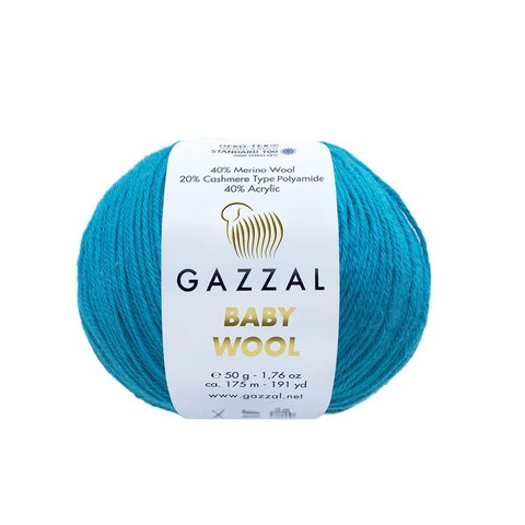 Пряжа Gazzal Baby Wool 822 бирюза