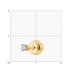 170004-Одиночная серьга-пусет из золота 585 пробы с фианитом
