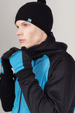 Премиальный костюм для лыж и зимнего бега Nordski Hybrid Hood Warm Black-Light Blue