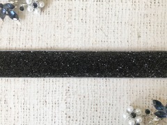 Лента бархатная с люрексом, ш. 2 см, чёрный