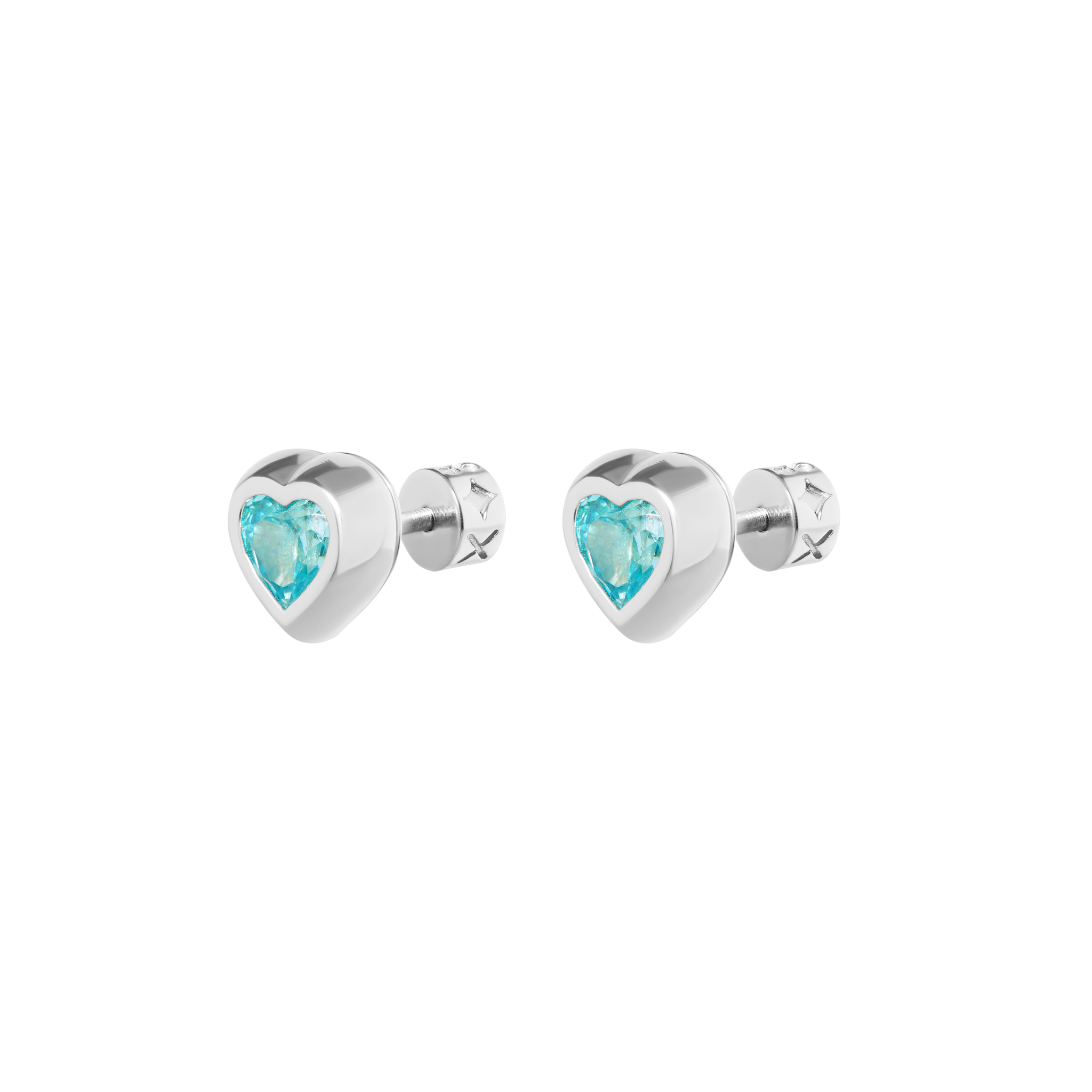 VIVA LA VIKA Серьги Silver Heart With Gem Earrings - Blue