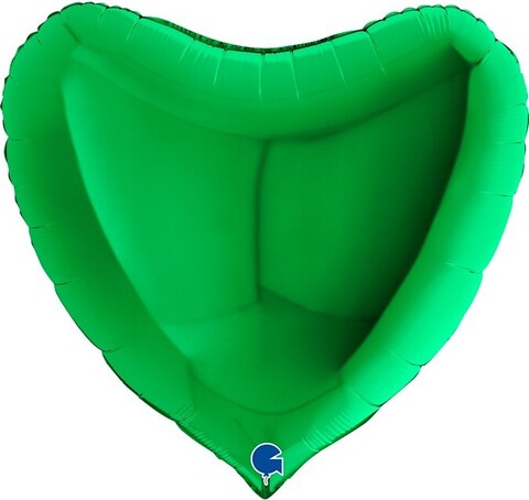Г 18''/46 см, Сердце, Металлик, Зеленый, 1 шт.
