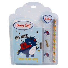 Блокнот 11,0 см * 15,0 см , 7БЦ, Alingar, ламинация, замочек, карандаш, линейка, ластик, "С магнитолой", блистер с европод.