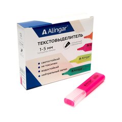 
          Текстовыделитель, Alingar, "Line-2", розовый неон, прямоугольный корпус, скошенный, 1-5 мм, 12 шт/уп, картонная упаковка