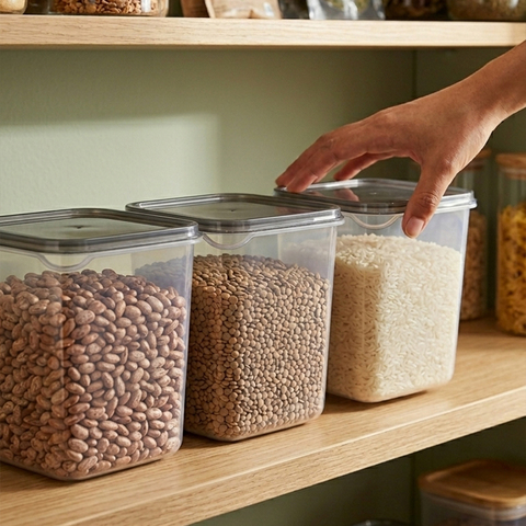 Набор контейнеров 14х14х16 с крышкой для сыпучих продуктов 3 шт, полипропилен