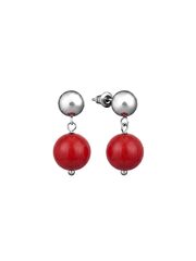 Серьги База 6 с кораллом / Basic 6 red