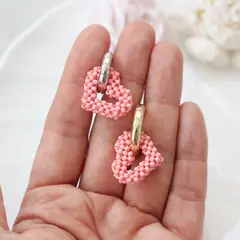 Подвеска Сердце плетёная из бисера, 23*19 мм, фиолетовый, РК074