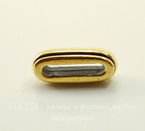 Бусина для шнура 12х2 мм TierraCast "Deco slide" 17х7х6 мм (цвет-античное золото)