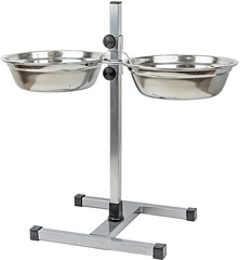 Homepet металлическая регулируемая подставка с мисками для домашних животных хром D 20 см 2 х 1 л