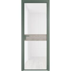 Алюминиевая дверь 6AG зелёный воск остеклённая со вставкой