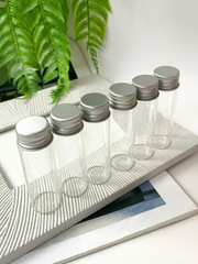 Баночки-бутылочки прозрачные, завинчивающиеся, 15 мл, 7*2,2*2,2 см, набор 6 штук