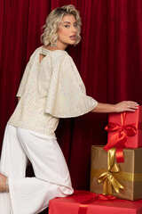 Блуза праздничная Ты ослепляешь! (золото) Б14700-7М LT Collection