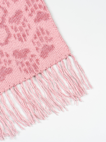 Шарф «Медвежий След» розового цвета (С бахромой)