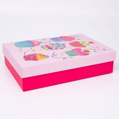 Коробка одиночная, Прямоугольник, Кексики, 26*18*6 см, 1 шт.