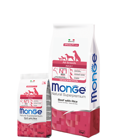 Сухой корм Monge Dog Speciality Line Monoprotein корм для взрослых собак всех пород, с говядиной и рисом 12 кг